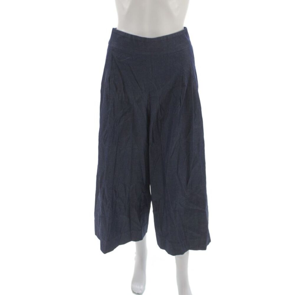 Tibi Womens Cropped Blue Cotton Pants Zip Inseam 25 Size 12